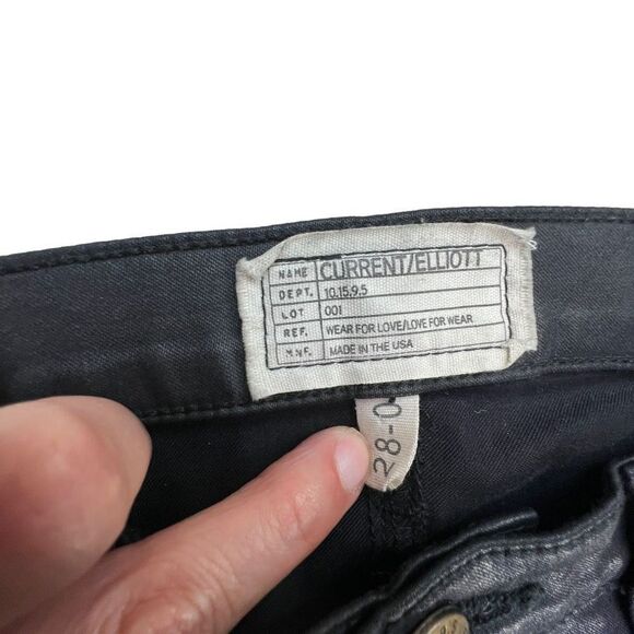 Current/Elliot Jeans Womens Mid Rise The Ankle Skinny Pants Black Coated Size 28 - Picture 3 of 8